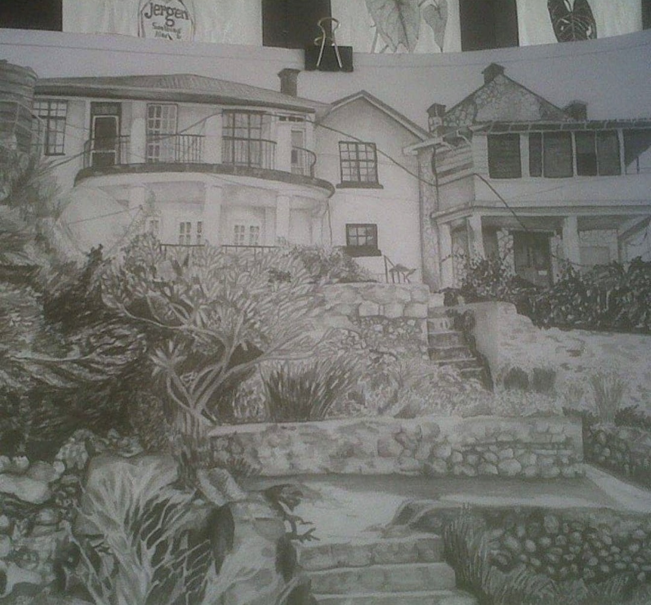Andrew's first pencil landscape piece, drawn at Munro College in Jamaica