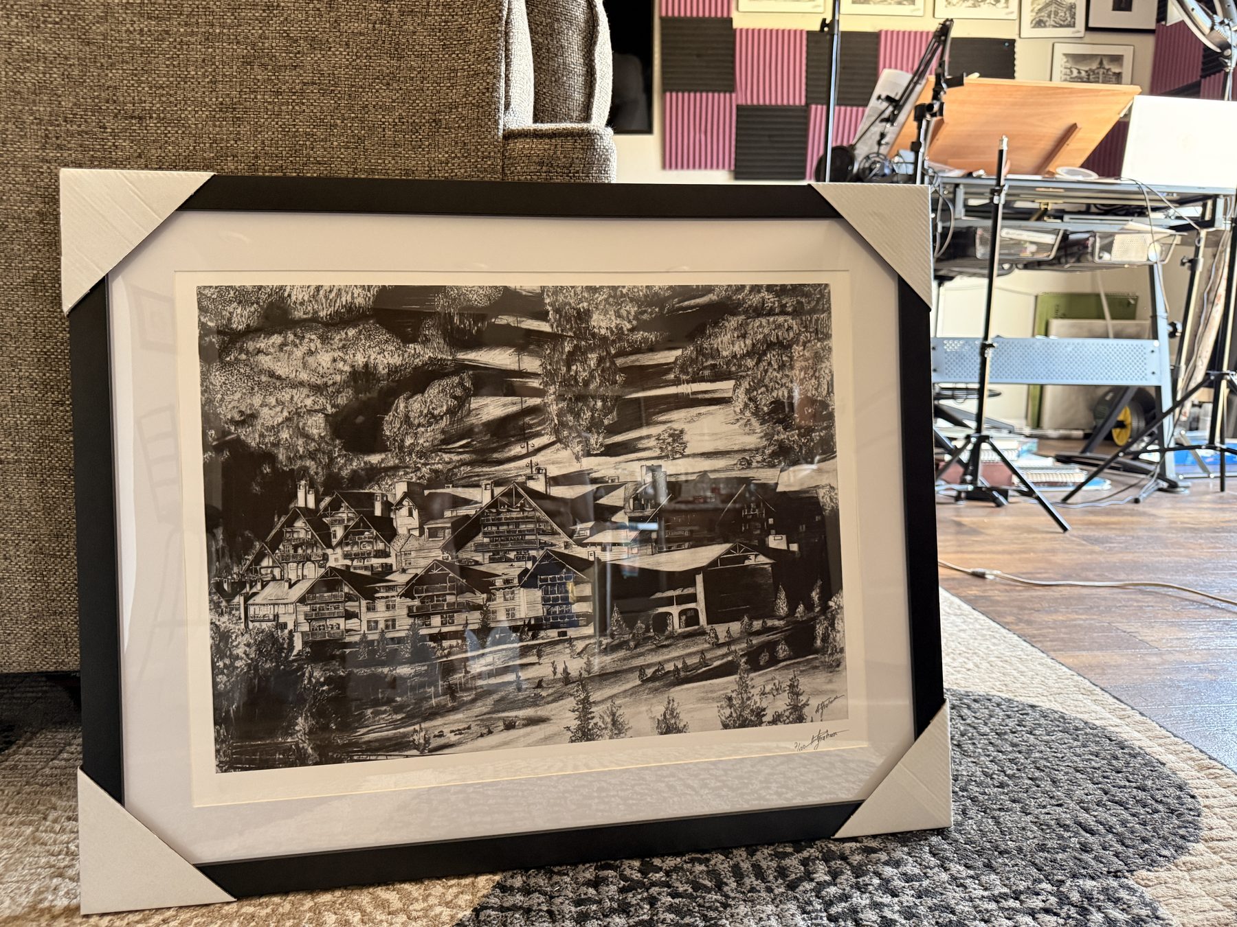 Mountain Lodge in Vintage Hives, packaged as a wedding gift
